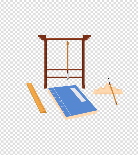 蓝色书本尺子手绘元素