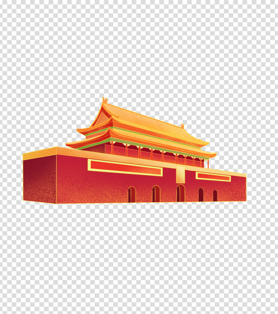 卡通天安门手绘元素