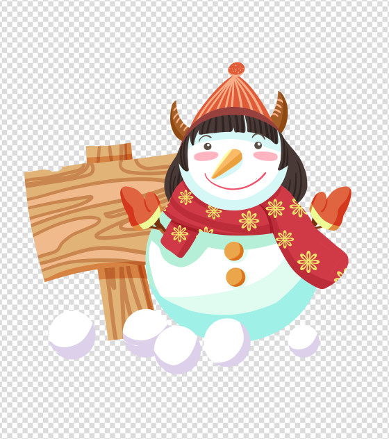 红色冬令营小雪人元素