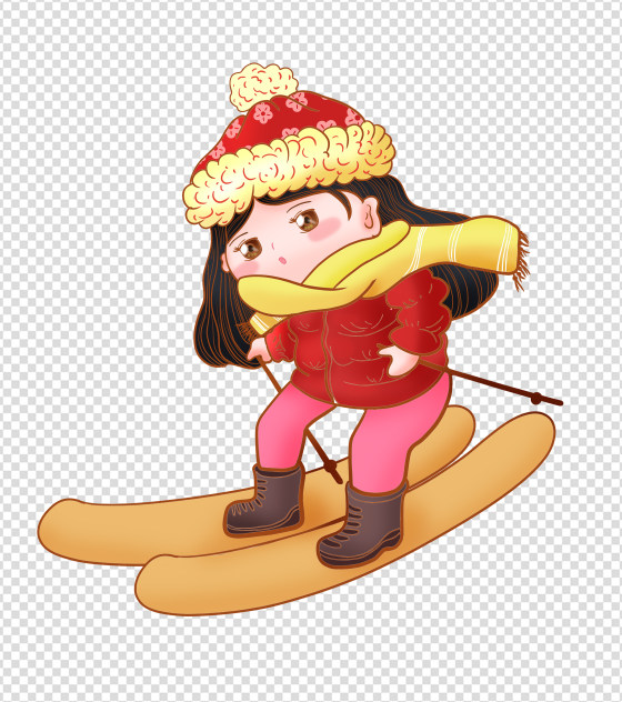 冬令营小姑娘滑雪元素
