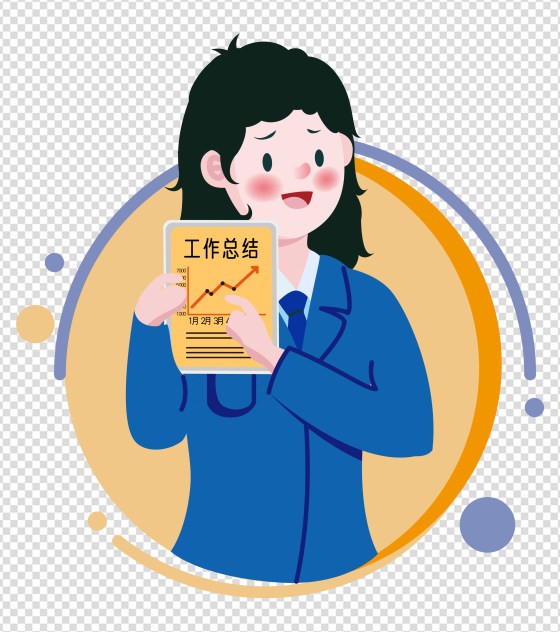 2000x2000px_小清新ppt元素原创工作总结女职员