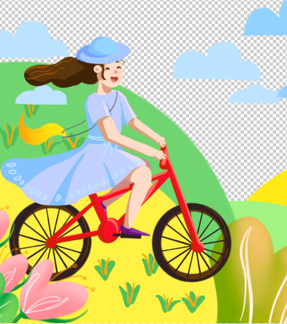 2000x2000px_小清新ppt元素原创骑车女孩