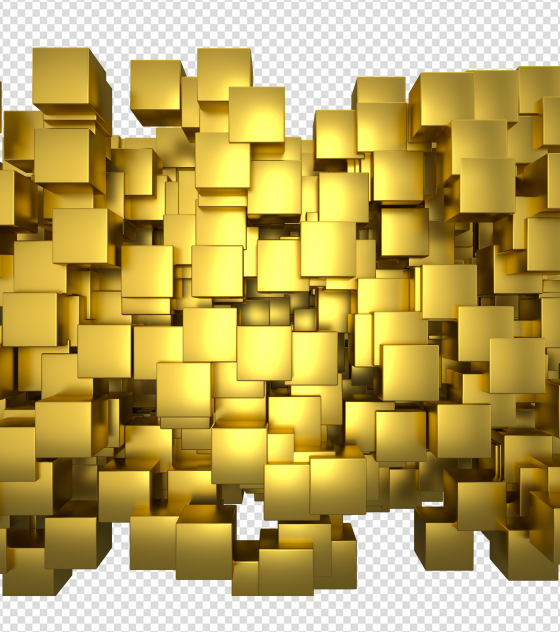 商务ppt元素系列3D随机金色方块