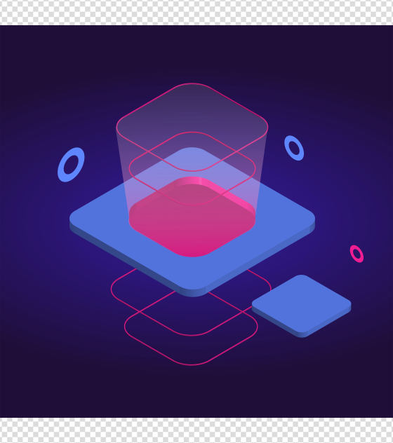 2.5D粉色科技感元素