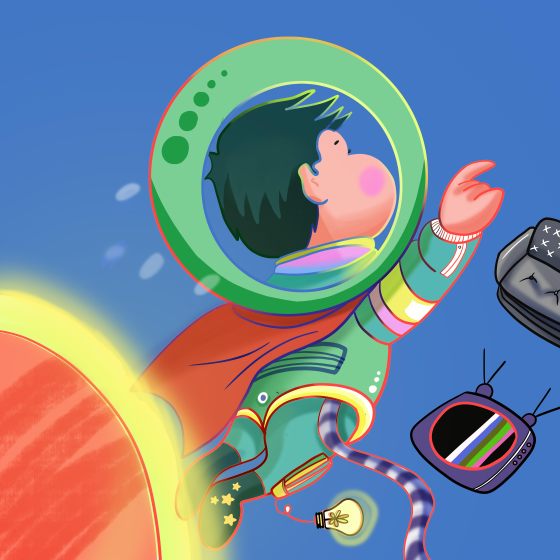 手绘卡通太空人