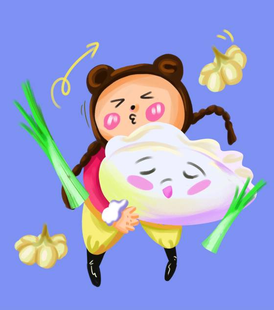 立冬可爱女孩吃饺子