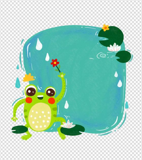 手绘青蛙池塘边框元素