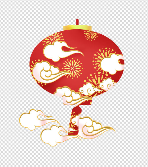 云朵灯笼元素