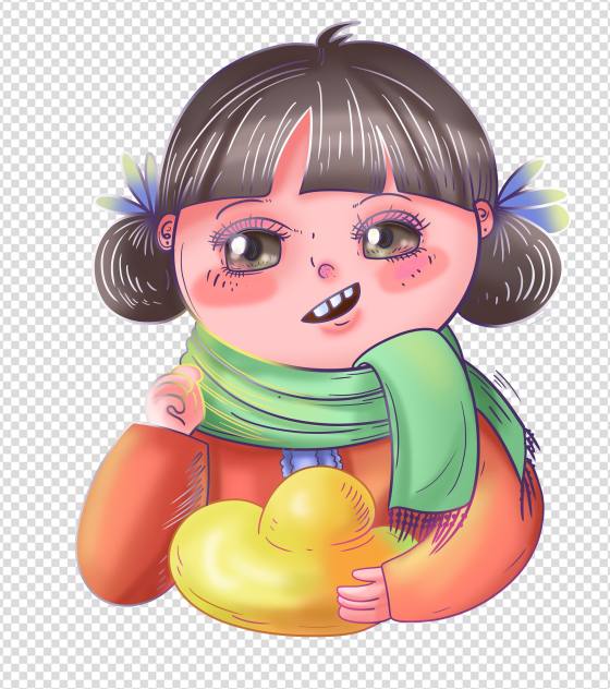 拿元宝的女孩元素