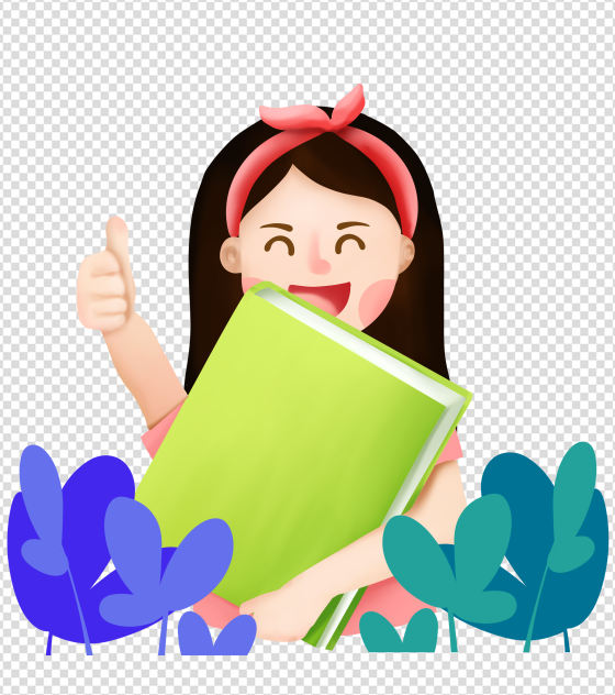 抱书女孩元素
