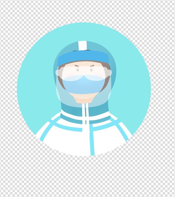 蓝色防护服医护人员头像元素
