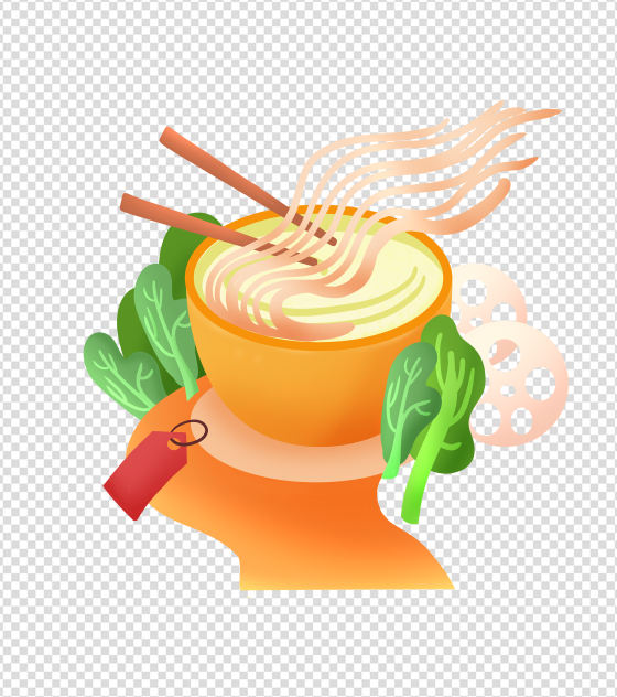 黄色小碗蔬菜面元素